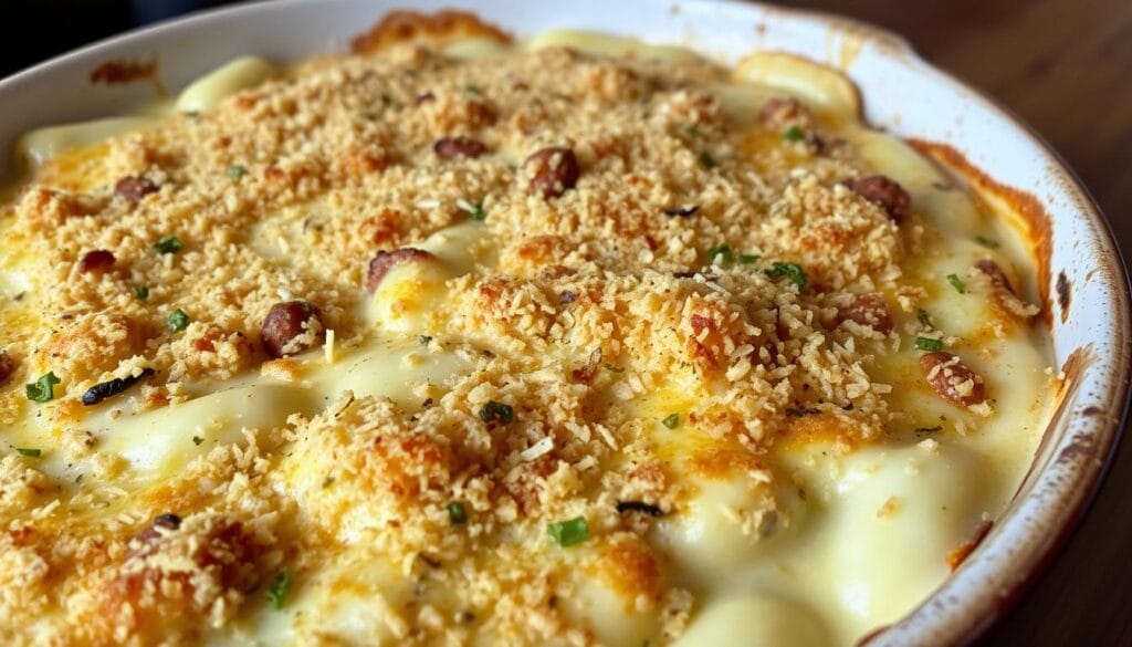 crispy topping for creamy baked pasta dish crispy topping for creamy baked pasta dish