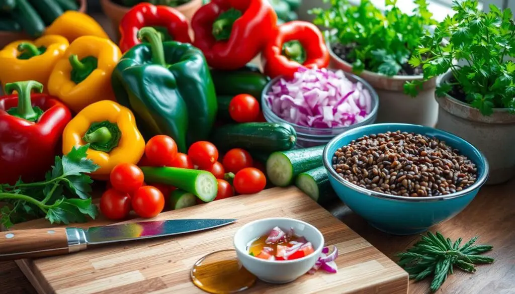 lentil salad preparation