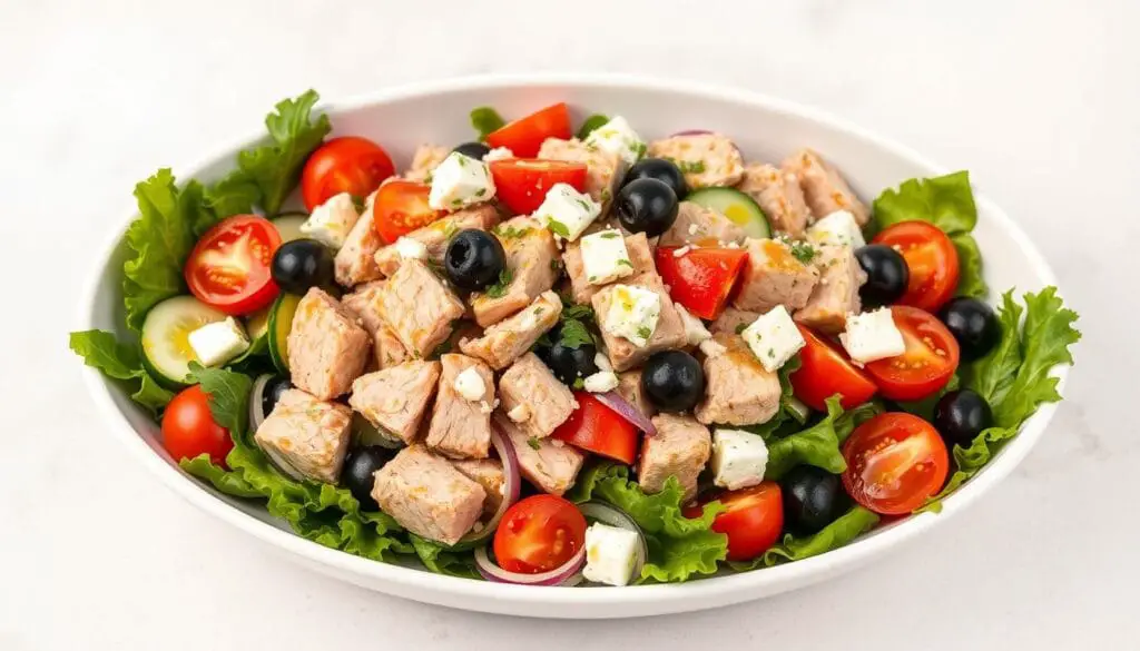 Mediterranean tuna salad with fresh vegetables and olives Mediterranean tuna salad with fresh vegetables and olives